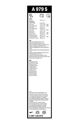 Set stergatoare BOSCH AeroTwin A979S 3397118979, lungime 600 mm, 475 mm, fara carcasa, pentru vehicule cu volan pe stanga