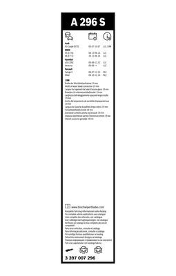 Set stergatoare BOSCH AeroTwin A296S 3397007296, lungime 600 mm, 500 mm, fara carcasa