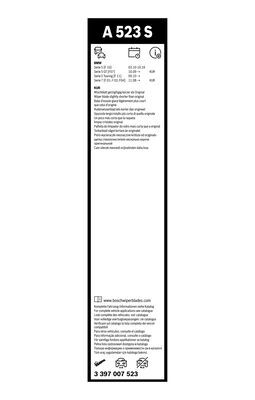 Set stergatoare parbriz BOSCH AeroTwin A523S 3397007523, lungime 650 mm, 450 mm, fara carcasa, pentru vehicule cu volan pe stanga