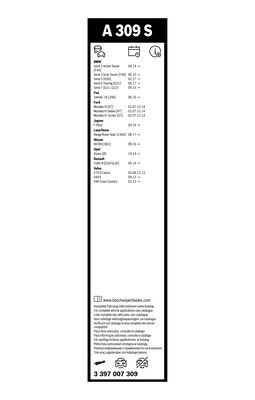 Set stergatoare parbriz BOSCH AeroTwin A309S 3397007309, lungime 650 mm, 475 mm, fara carcasa, pentru vehicule cu volan pe stanga