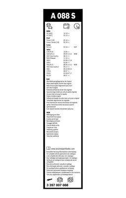 Set stergatoare parbriz BOSCH AeroTwin A088S 3397007088, lungime 650 mm, 500 mm, fara carcasa, pentru vehicule cu volan pe stanga
