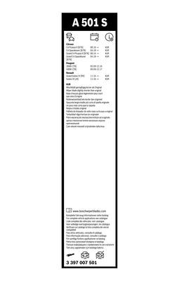 Set stergatoare parbriz BOSCH AeroTwin A501S 3397007501, lungime 800 mm, 680 mm, fara carcasa, pentru vehicule cu volan pe stanga