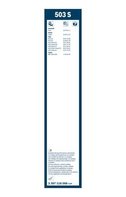 Set stergatoare parbriz BOSCH Twin 503S 3397118566, cu spoiler, lungime 500 mm, 475 mm, standard