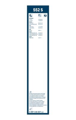 Set stergatoare parbriz BOSCH Twin 552S 3397118427, cu spoiler, lungime 550 mm, 400 mm, standard