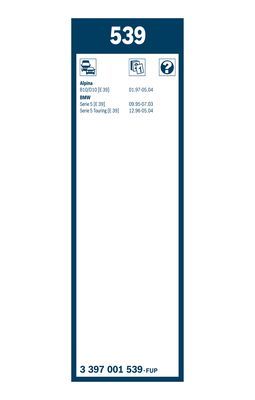 Set stergatoare parbriz BOSCH Twin 539 3397001539, lungime 650 mm, 550 mm, standard