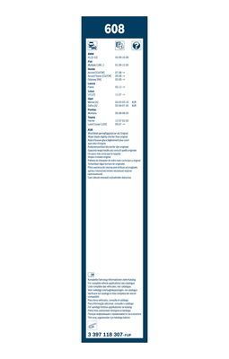 Set stergatoare parbriz BOSCH Twin 608 3397118307, lungime 600 mm, 550 mm, standard