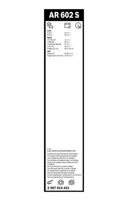 Set stergatoare parbriz BOSCH AeroTwin AR602S 3397014421, lungime 600 mm, 450 mm, lama stergator lata, pentru vehicule cu volan pe stanga