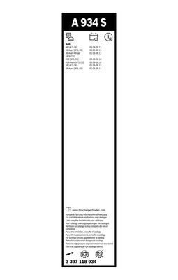 Set stergatoare parbriz BOSCH AeroTwin A934S 3397118934, lungime 555 mm, 560 mm, fara carcasa, pentru AUDI A6
