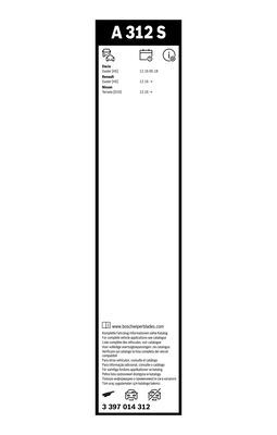 Set stergatoare parbriz BOSCH A312S 3397014312, lungime 600 mm, 450 mm, lama stergator lata, pentru vehicule cu volan pe stanga