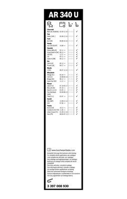 Stergator parbriz BOSCH AeroTwin Retro AR340U 3397008930, lungime 340 mm, fara carcasa, pentru vehicule cu volan pe stanga