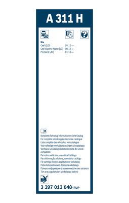 Stergator luneta BOSCH AeroTwin Rear A311H 3397013048, lungime 300 mm, fara carcasa
