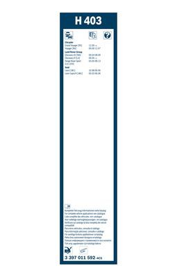 Stergator luneta BOSCH Twin Rear H403 3397011592, lungime 400 mm, standard