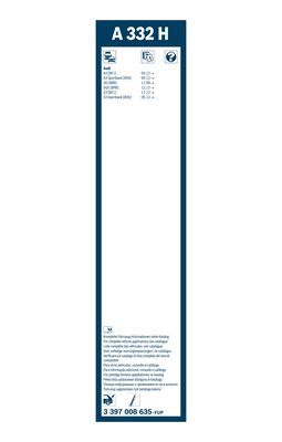 Stergator luneta BOSCH AeroTwin Rear A332H 3397008635, lungime 330 mm, fara carcasa