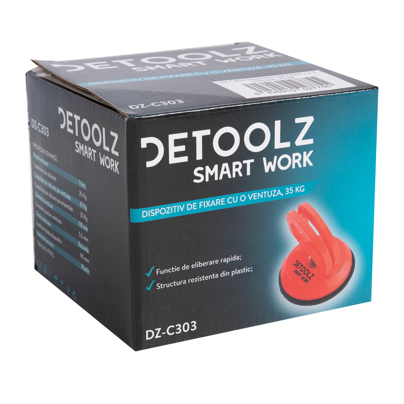 Dispozitiv de fixare cu o ventuza DETOOLZ DZ-C303, sarcina maxima 35 kg
