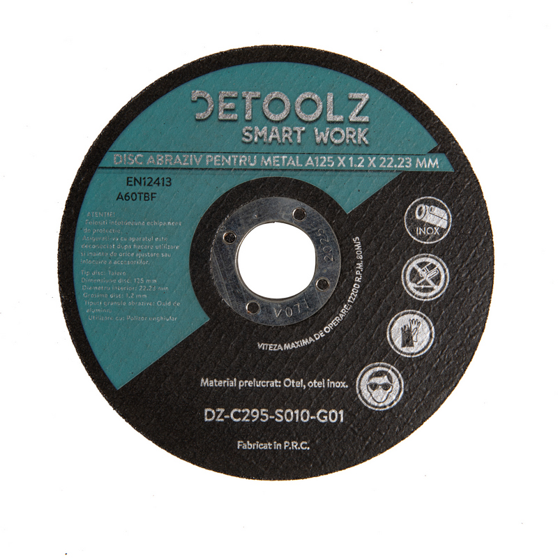 Set disc abraziv pentru metal DETOOLZ DZ-C295-S010-G01, 125 mm, 10 bucati