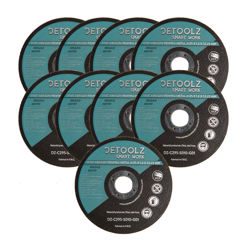 Set disc abraziv pentru metal DETOOLZ DZ-C295-S010-G01, 125 mm, 10 bucati