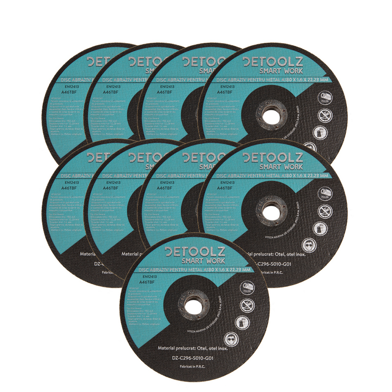 Set disc abraziv pentru metal DETOOLZ DZ-C296-S010-G01, 180 mm, set 10 bucati