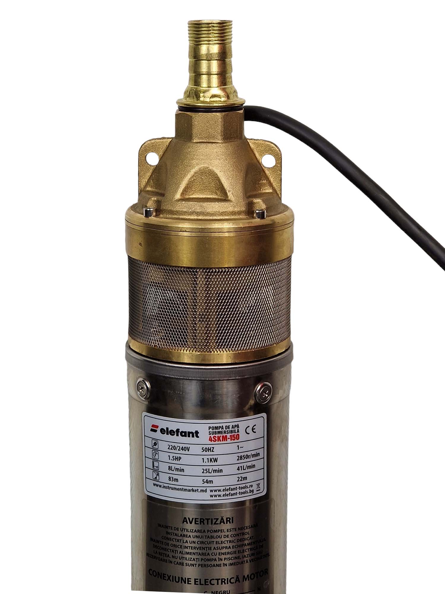 Pompa submersibila ELEFANT 11840, otel, apa curata, interior/exterior, monofazat, 1100 W, 220 V, 10 kg, cablu 15 m