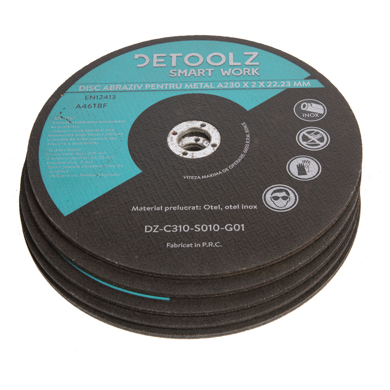 Set disc abraziv pentru metal DETOOLZ DZ-C310-S010-G01, diametru 230 mm, set 10 bucati