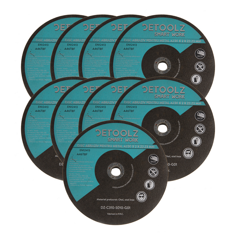 Set disc abraziv pentru metal DETOOLZ DZ-C310-S010-G01, diametru 230 mm, set 10 bucati
