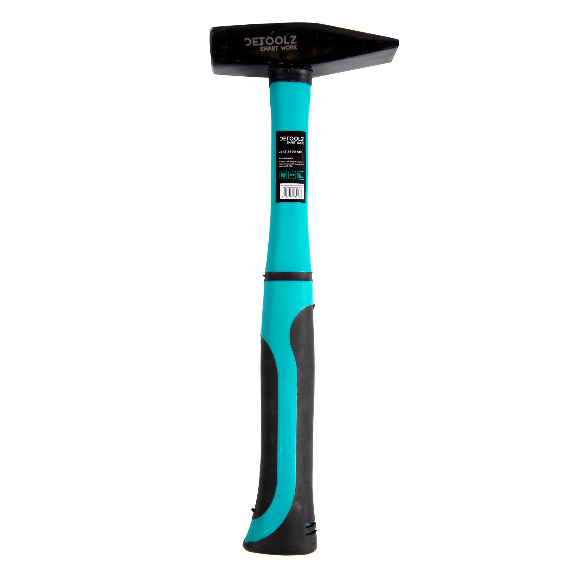 Ciocan pentru lacatus forjat DETOOLZ DZ-C312-S001-G01, coada fibra de sticla, PP cu TPR, 500 g