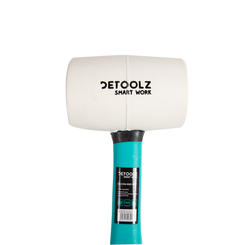 Ciocan din cauciuc DETOOLZ DZ-C318-S001-G01, alb, coada fibra de sticla, PP si PVC, 450 g
