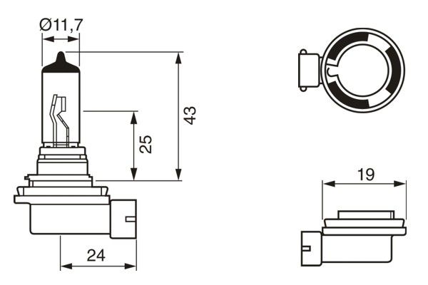 Bec auto incandescent E1 2XW, H11, 24V 70W BOSCH 1 987 302 481 Trucklight
