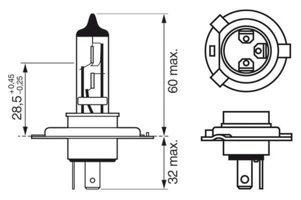 Bec auto far faza lunga H4 24V 75/70W P43t BOSCH 1 987 302 441 Pure Light WS