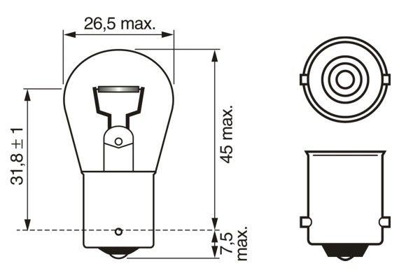 Bec auto iluminare numar circulatie P21W 12V 21W BA15s BOSCH 1987302201 Pure Light WS, se vinde la set de 10 bucati/pret pe bucata