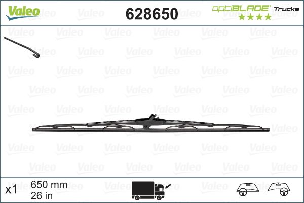 Lamela stergator parbriz VALEO 628650 OPTIBLADE TRUCKS, lungime 650 mm