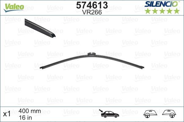Lamela stergator luneta VALEO 574613 SILENCIO REAR, lungime 400 mm, fara carcasa