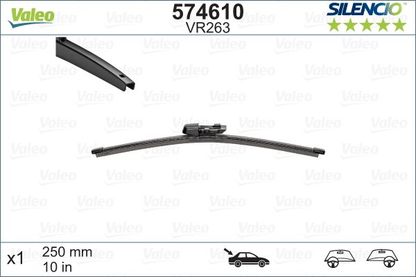 Lamela stergator luneta VALEO 574610 SILENCIO REAR, lungime 250 mm