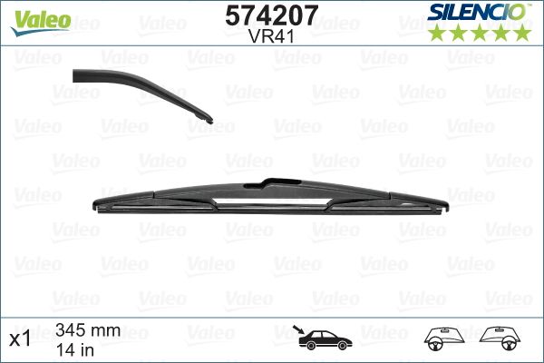 Lamela stergator luneta VALEO 574207 SILENCIO REAR, lungime 345 mm