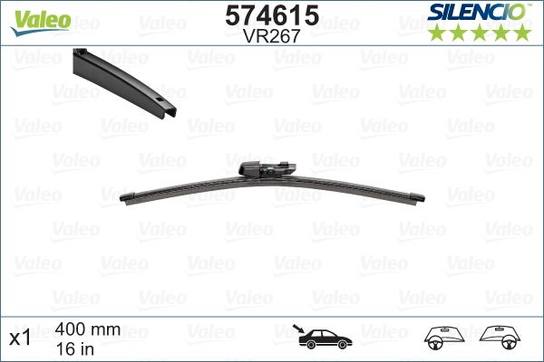 Lamela stergator luneta VALEO 574615 SILENCIO REAR, lungime 400 mm