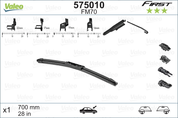 Lamela stergator VALEO 575010 First Multiconnection, lungime 700 mm, lama stergator lata