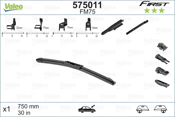 Lamela stergator VALEO 575011 First Multiconnection, lungime 750 mm, lama stergator lata