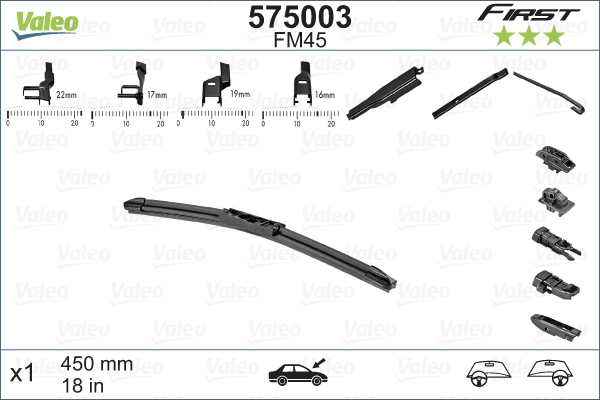 Lamela stergator VALEO 575003 First Multiconnection, lungime 450 mm, lama stergator lata