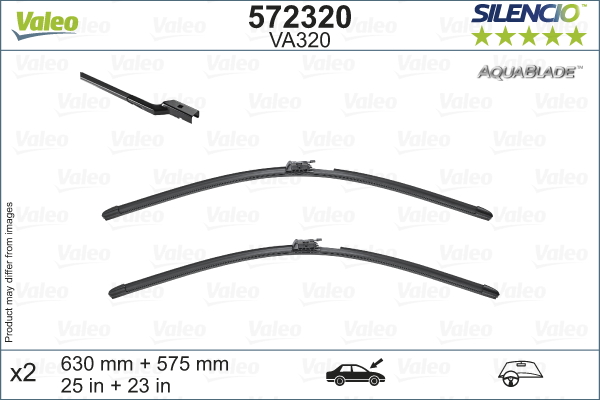 Set stergatoare parbriz VALEO SILENCIO AQUABLADE 572320, lungime 575 mm, 630 mm, lama stergator incalzita, pentru MERCEDES-BENZ Clasa S