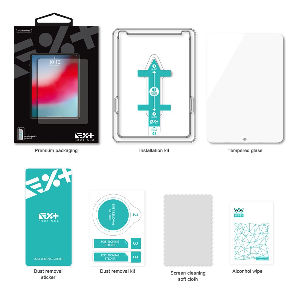 Folie de protectie pentru tableta NEXT ONE IPAD-11-GLS, iPad 11 inch, sticla securizata cu duritate 9H, strat oleofob, anti-zgarieturi