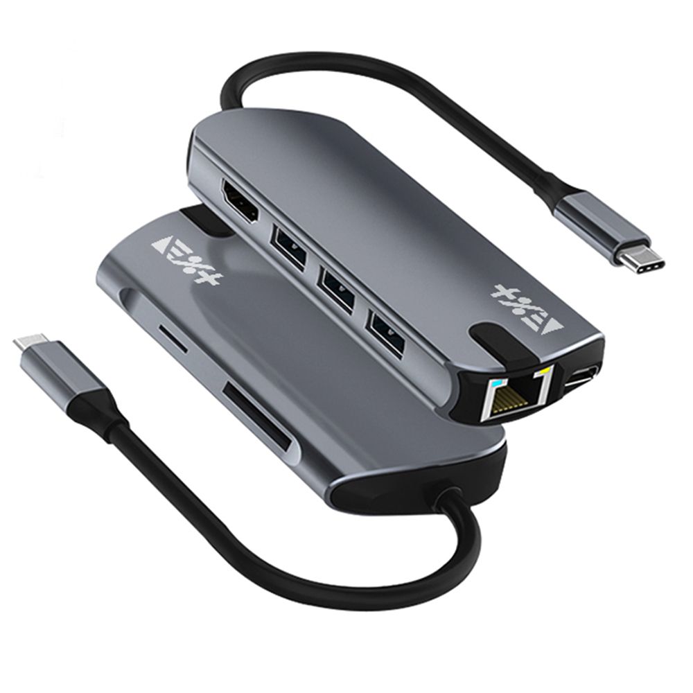 Adaptor NEXT ONE, Multiport USB-C Pro, 3 porturi USB 3.0, rata transfer date 5 Gbps, 1 USB-C, 1 HDMI 4K HD, 1 SD, 1 TF 30 MB/s, 1 port ethernet