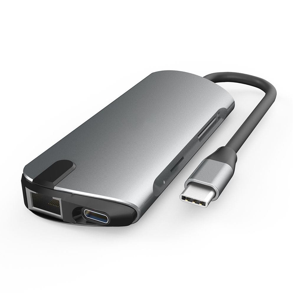 Adaptor NEXT ONE, Multiport USB-C Pro, 3 porturi USB 3.0, rata transfer date 5 Gbps, 1 USB-C, 1 HDMI 4K HD, 1 SD, 1 TF 30 MB/s, 1 port ethernet