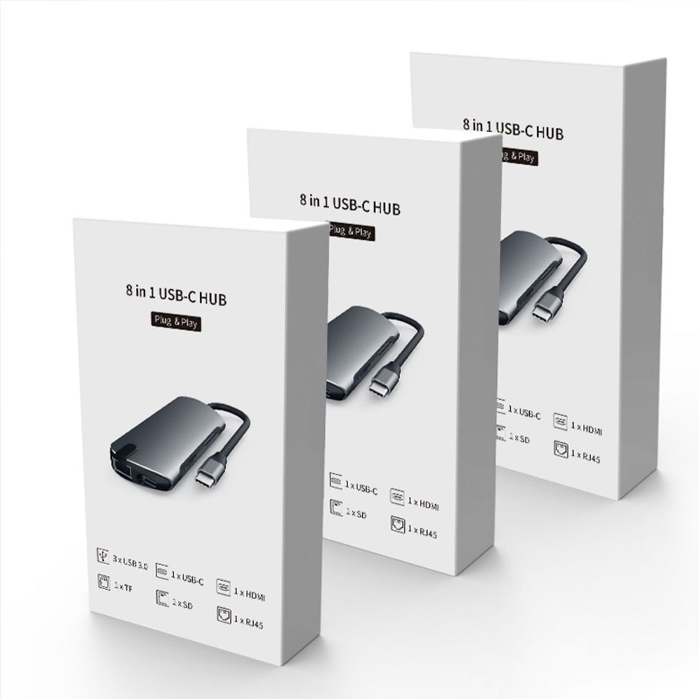 Adaptor NEXT ONE, Multiport USB-C Pro, 3 porturi USB 3.0, rata transfer date 5 Gbps, 1 USB-C, 1 HDMI 4K HD, 1 SD, 1 TF 30 MB/s, 1 port ethernet