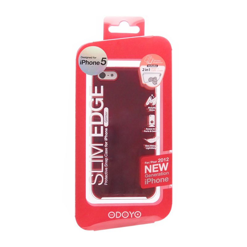 Carcasa pentru iPhone SE/5S ODOYO PH351BY, Glitter Burgundy, folie inclusa, rosu