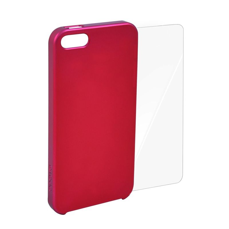 Carcasa pentru iPhone SE/5S ODOYO PH351BY, Glitter Burgundy, folie inclusa, rosu