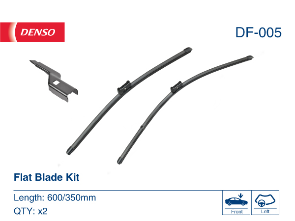Set stergatoare parbriz DENSO Flat Blade DF-005, lungime 600 mm, 350 mm, lama stergator lata