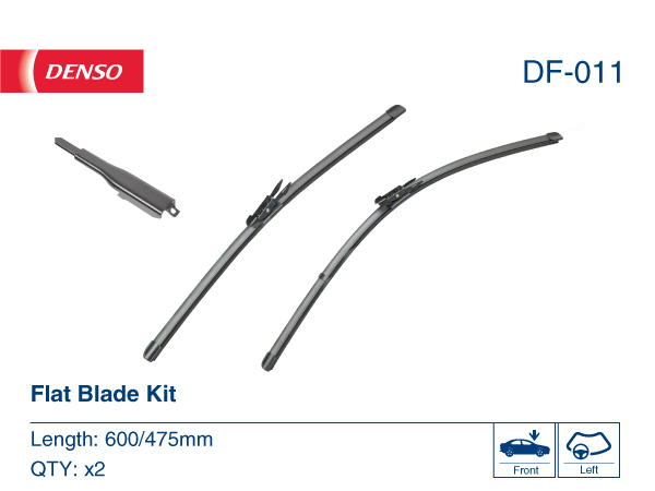 Set stergatoare parbriz DENSO Flat Blade DF-011, lungime 475 mm, 600 mm, lama stergator lata