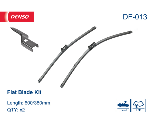 Set stergatoare parbriz DENSO Flat Blade DF-013, lungime 600 mm, 380 mm, lama stergator lata