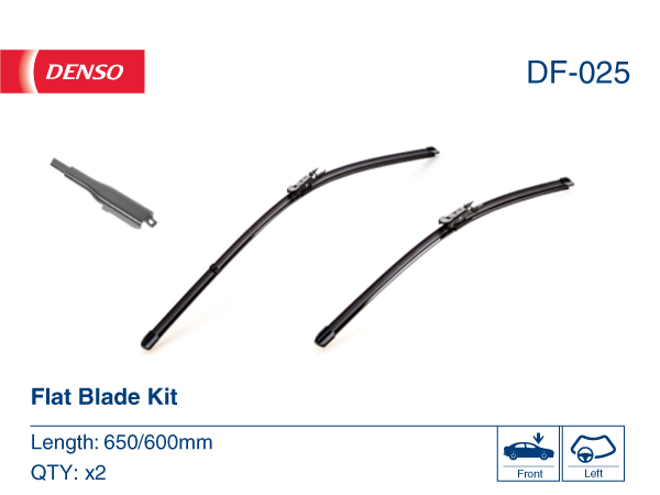 Set stergatoare parbriz DENSO Flat Blade DF-025, lungime 650 mm, 600 mm, lama stergator lata