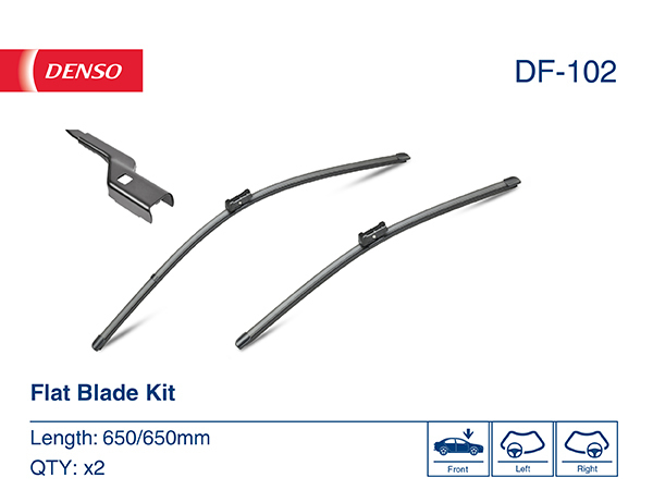 Set stergatoare parbriz DENSO Flat Blade DF-102, lungime 650 mm, lama stergator lata