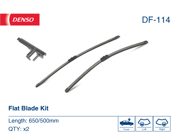 Set stergatoare parbriz DENSO Flat Blade DF-114, lungime 650 mm, 500 mm, lama stergator lata